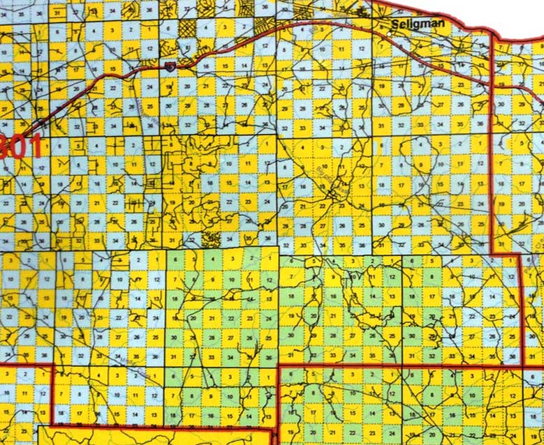 Map of Land near Seligman, AZ with Checkerboard